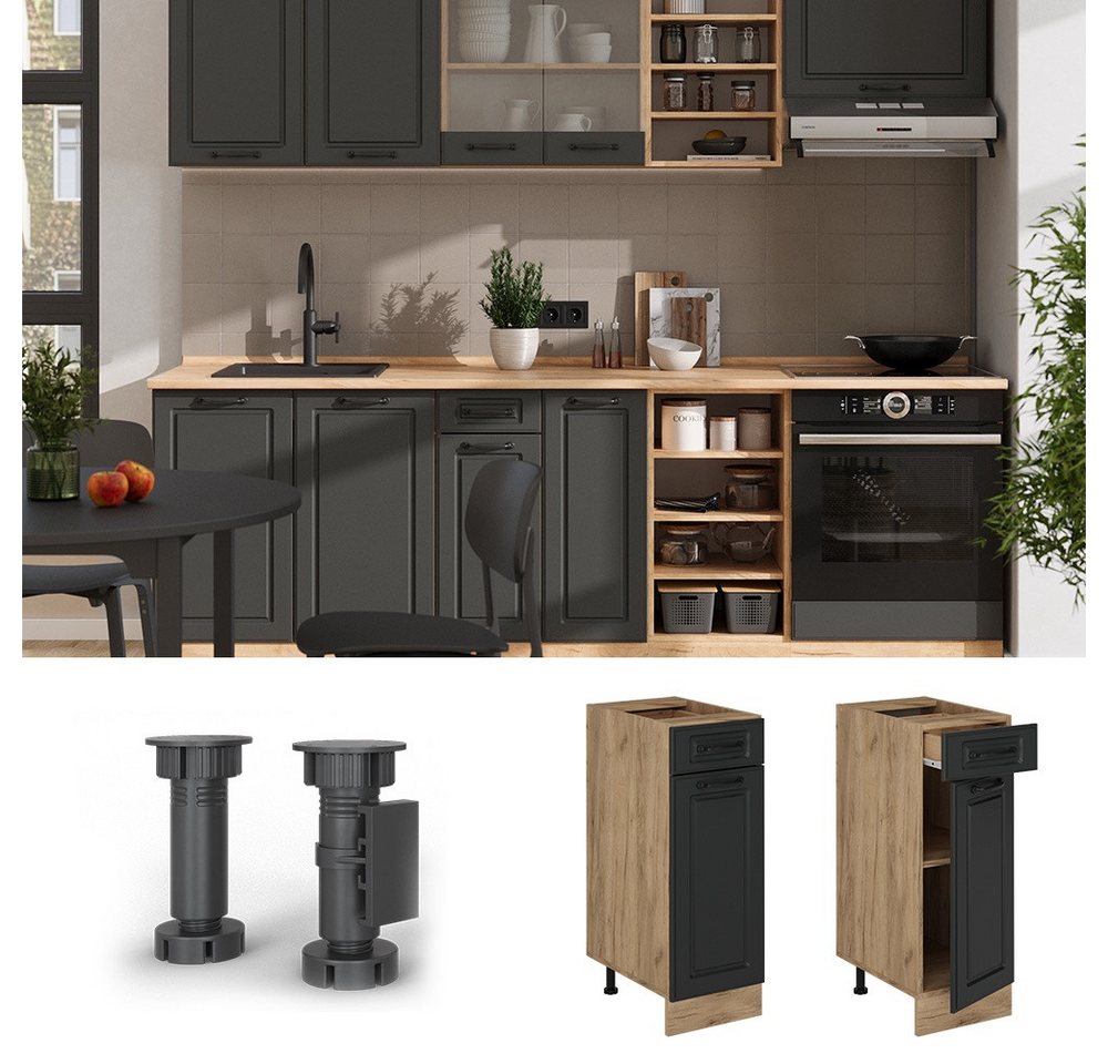Vicco Unterschrank R-Line, Anthrazit Landhaus/Goldkraft Eiche, 30 cm ohne Arbeitsplatte (1-St) – Bild 3 von 4