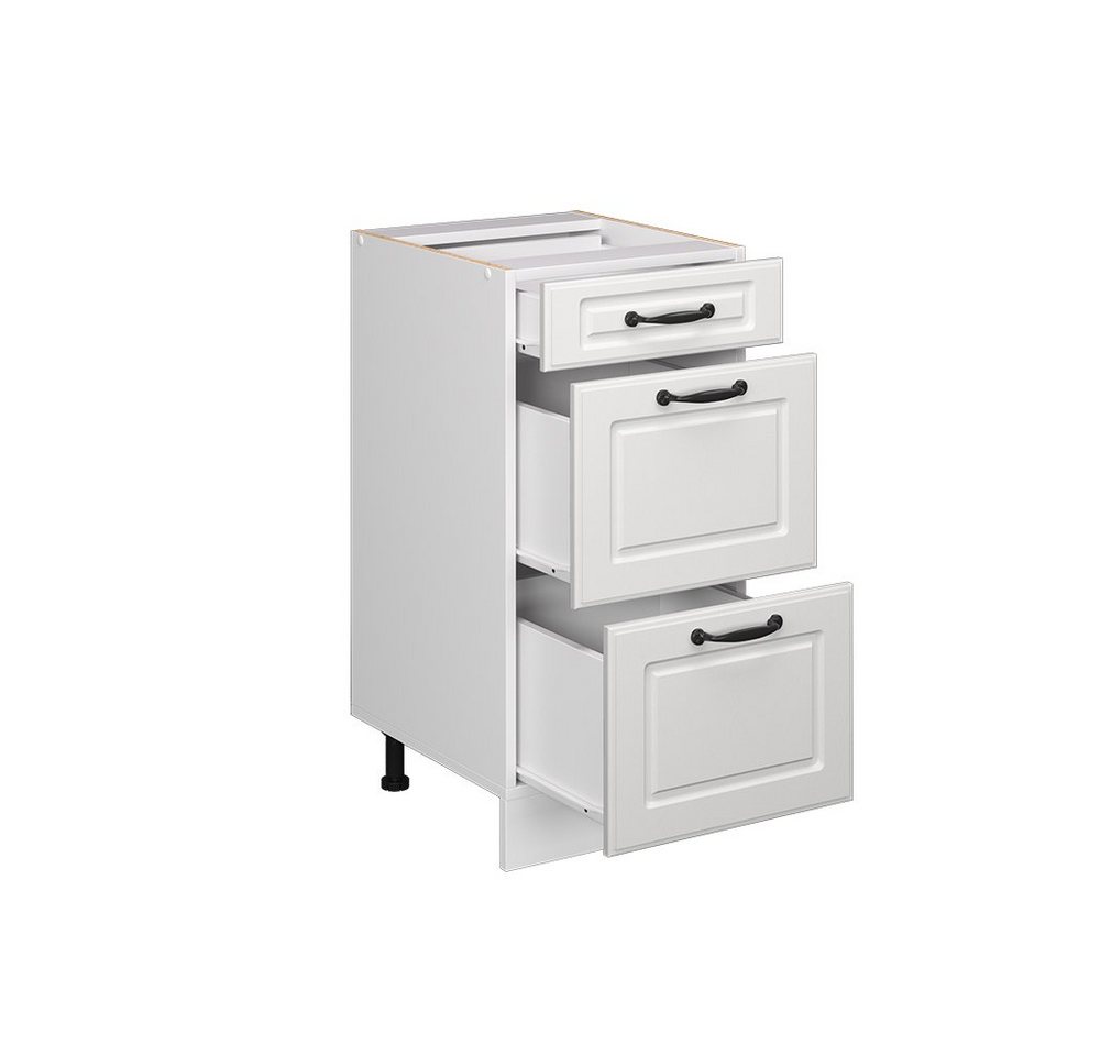 Vicco Unterschrank R-Line, Weiß Landhaus/Weiß, 40 cm mit Schubladen, ohne Arbeitsplatte (1-St) – Bild 4 von 5