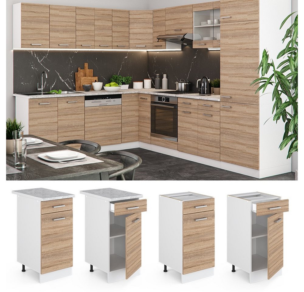 Vicco Unterschrank R-Line, Sonoma/Weiß, 40 cm ohne Arbeitsplatte (1-St) – Bild 3 von 5