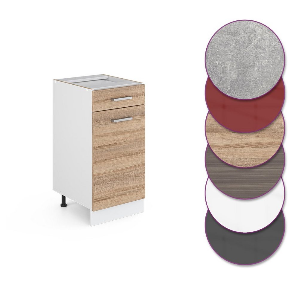 Vicco Unterschrank R-Line, Sonoma/Weiß, 40 cm ohne Arbeitsplatte (1-St) – Bild 5 von 5