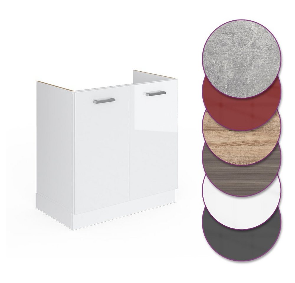 Vicco Unterschrank R-Line, Weiß Hochglanz/Weiß, 80 cm ohne Arbeitsplatte (1-St) – Bild 5 von 5