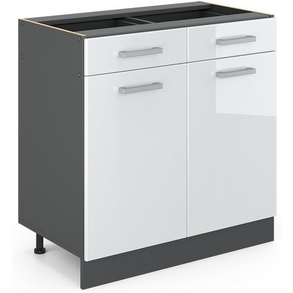 Vicco Unterschrank R-Line, Weiß Hochglanz/Anthrazit, 80 cm ohne Arbeitsplatte (1-St)