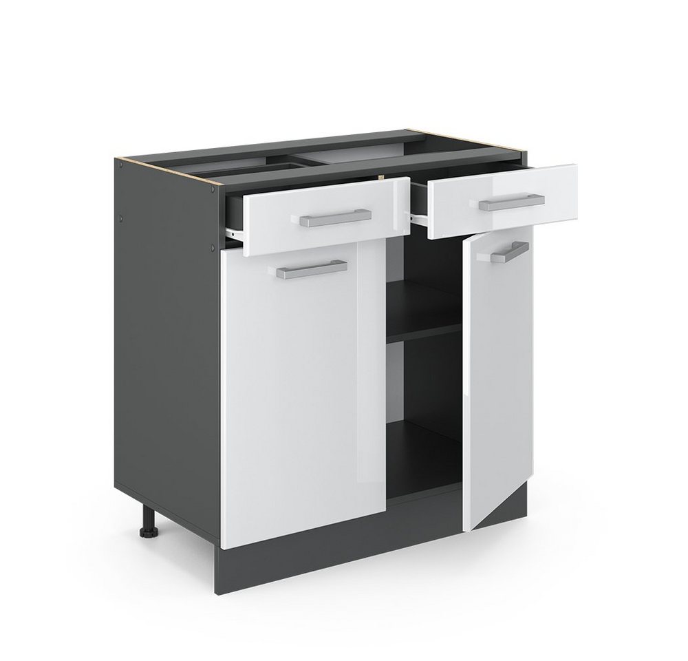 Vicco Unterschrank R-Line, Weiß Hochglanz/Anthrazit, 80 cm ohne Arbeitsplatte (1-St) – Bild 4 von 5