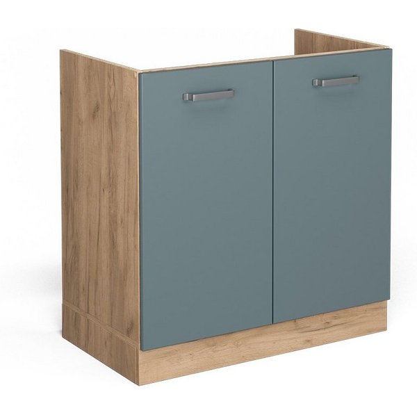 Vicco Unterschrank R-Line, Blau-Grau/Goldkraft Eiche, 80 cm ohne Arbeitsplatte (1-St)