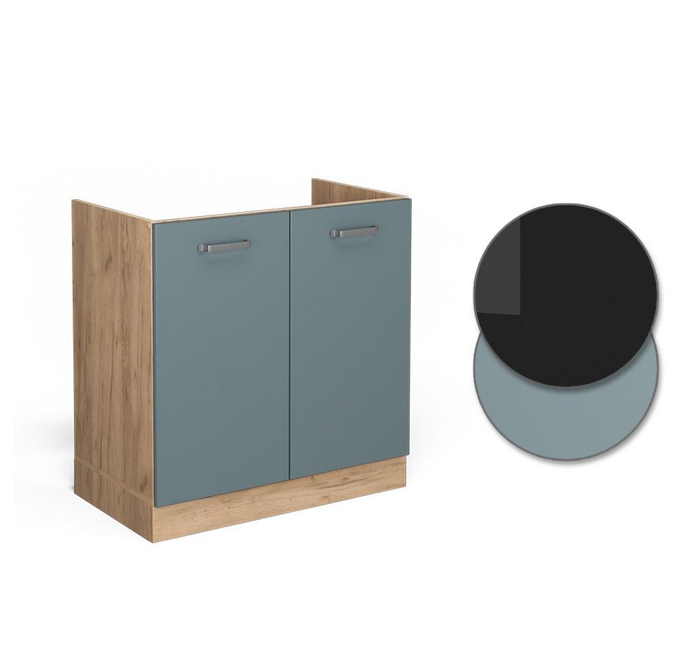 Vicco Unterschrank R-Line, Blau-Grau/Goldkraft Eiche, 80 cm ohne Arbeitsplatte (1-St) – Bild 5 von 5