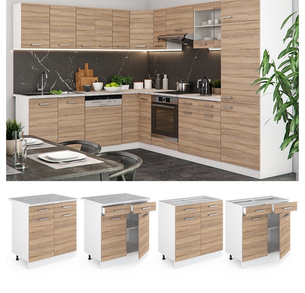 Vicco Unterschrank R-Line, Sonoma/Weiß, 80 cm ohne Arbeitsplatte (1-St) – Bild 3 von 5