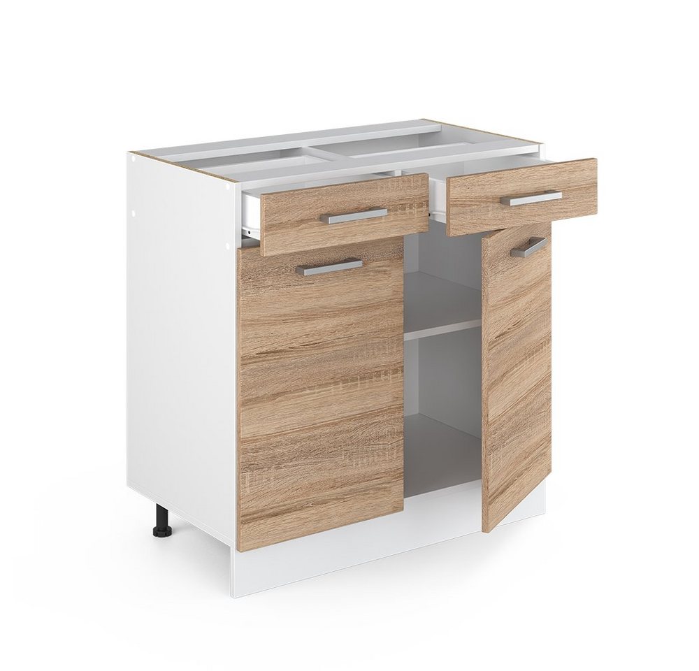 Vicco Unterschrank R-Line, Sonoma/Weiß, 80 cm ohne Arbeitsplatte (1-St) – Bild 4 von 5