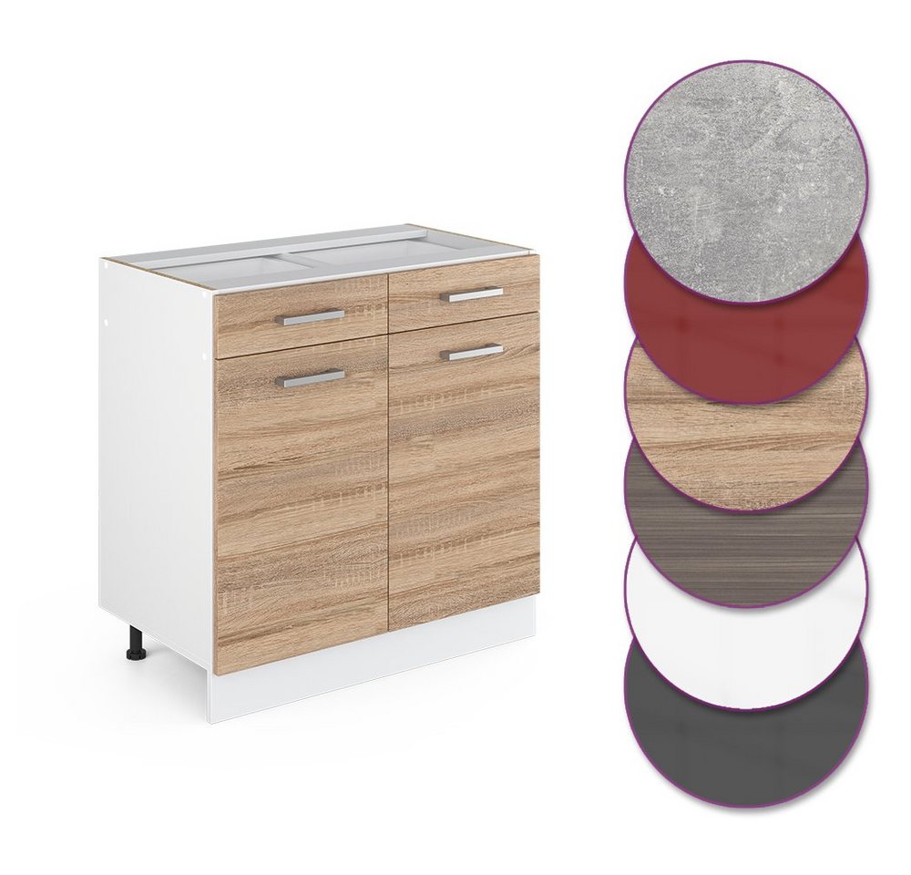 Vicco Unterschrank R-Line, Sonoma/Weiß, 80 cm ohne Arbeitsplatte (1-St) – Bild 5 von 5