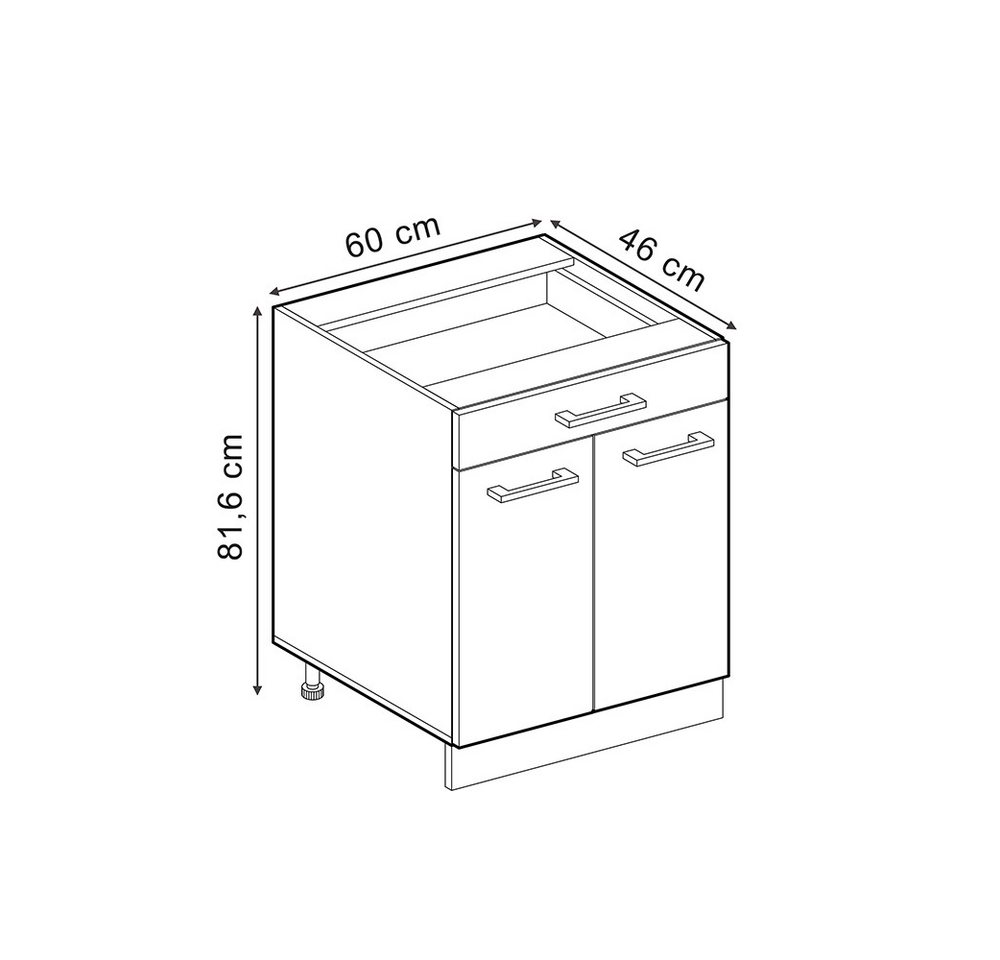 Vicco Unterschrank R-Line, Artisan-Eiche/Anthrazit, 60 cm mit Schublade, ohne Arbeitsp... (1-St) – Bild 2 von 5
