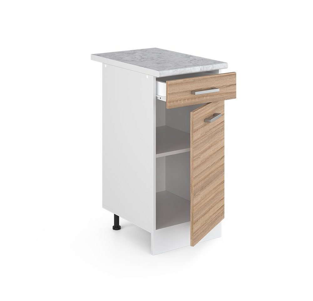 Vicco Unterschrank R-Line, Sonoma/Weiß, 40 cm, AP Marmor (1-St) – Bild 5 von 5