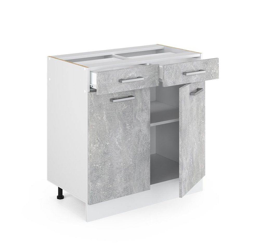 Vicco Unterschrank R-Line, Beton/Weiß, 80 cm ohne Arbeitsplatte (1-St) – Bild 4 von 5