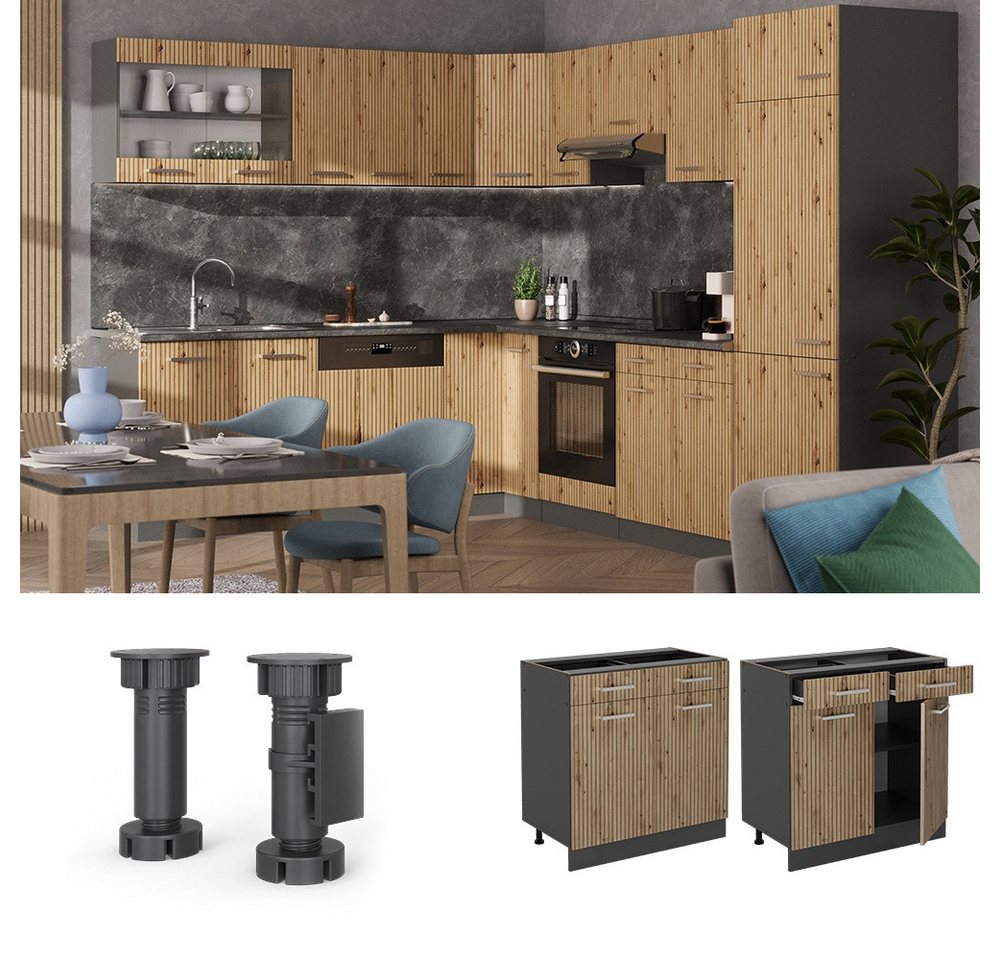 Vicco Unterschrank R-Line, Artisan-Eiche/Anthrazit, 80 cm ohne Arbeitsplatte (1-St) – Bild 3 von 5