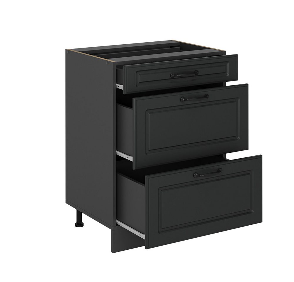 Vicco Unterschrank R-Line, Anthrazit Landhaus/Anthrazit, 60 cm mit Schubladen, ohne Ar... (1-St) – Bild 4 von 4