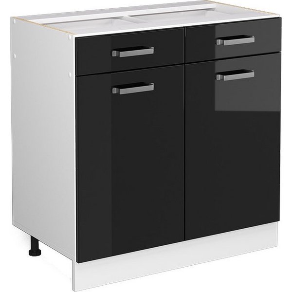 Vicco Unterschrank R-Line, Schwarz Hochglanz/Weiß, 80 cm ohne Arbeitsplatte (1-St)
