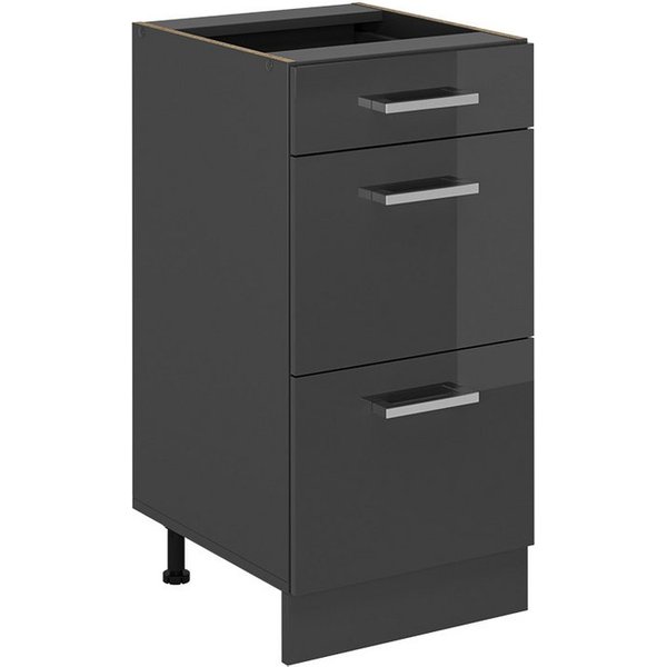 Vicco Unterschrank R-Line, Anthrazit Hochglanz/Anthrazit, 40 cm mit Schubladen, ohne A... (1-St)