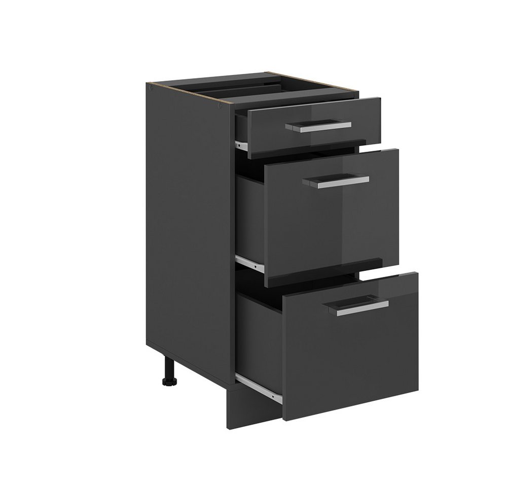 Vicco Unterschrank R-Line, Anthrazit Hochglanz/Anthrazit, 40 cm mit Schubladen, ohne A... (1-St) – Bild 4 von 4