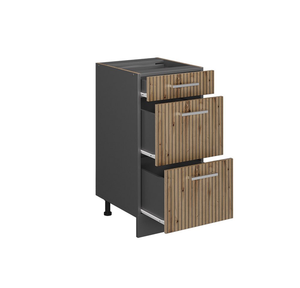 Vicco Unterschrank R-Line, Artisan-Eiche/Anthrazit, 40 cm mit Schubladen, ohne Arbeits... (1-St) – Bild 4 von 5