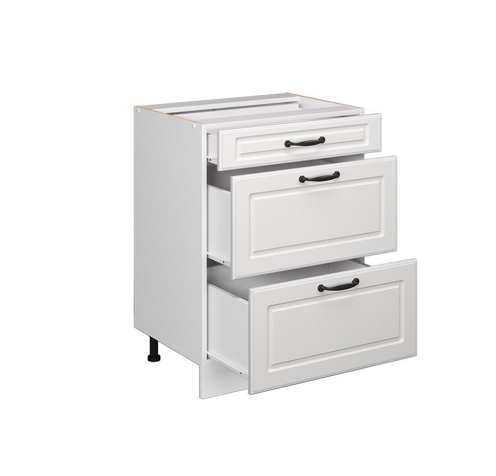 Vicco Unterschrank R-Line, Weiß Landhaus/Weiß, 60 cm mit Schubladen, ohne Arbeitsplatte (1-St) – Bild 4 von 5