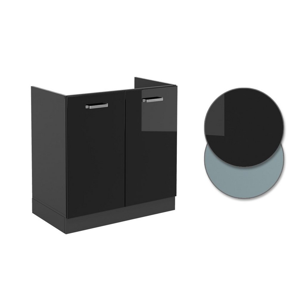 Vicco Unterschrank R-Line, Schwarz Hochglanz/Anthrazit, 80 cm ohne Arbeitsplatte (1-St) – Bild 5 von 5