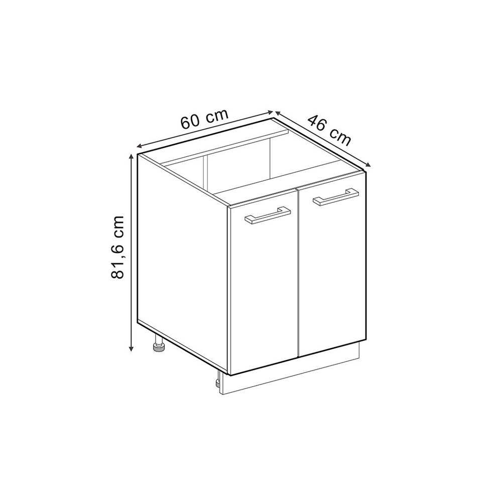 Vicco Unterschrank R-Line, Anthrazit Landhaus/Goldkraft Eiche, 60 cm ohne Arbeitsplatte (1-St) – Bild 2 von 4