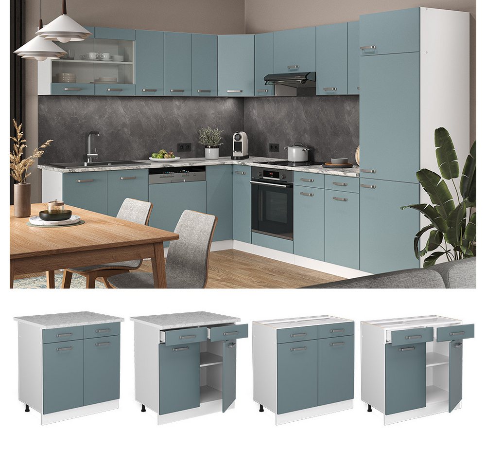 Vicco Unterschrank R-Line, Blau-Grau/Weiß, 80 cm, ohne Arbeitsplatte (1-St) – Bild 3 von 5