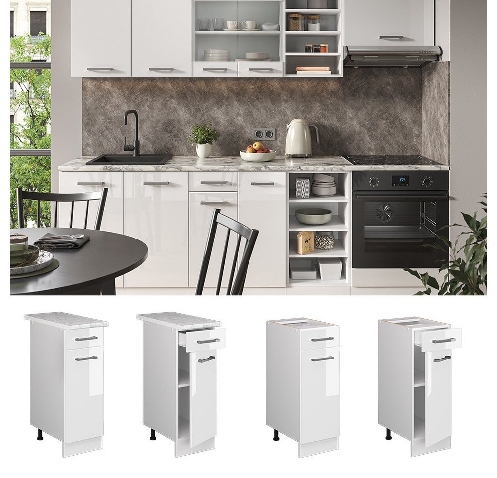 Vicco Unterschrank R-Line, Weiß Hochglanz/Weiß, 30 cm ohne Arbeitsplatte (1-St) – Bild 3 von 5