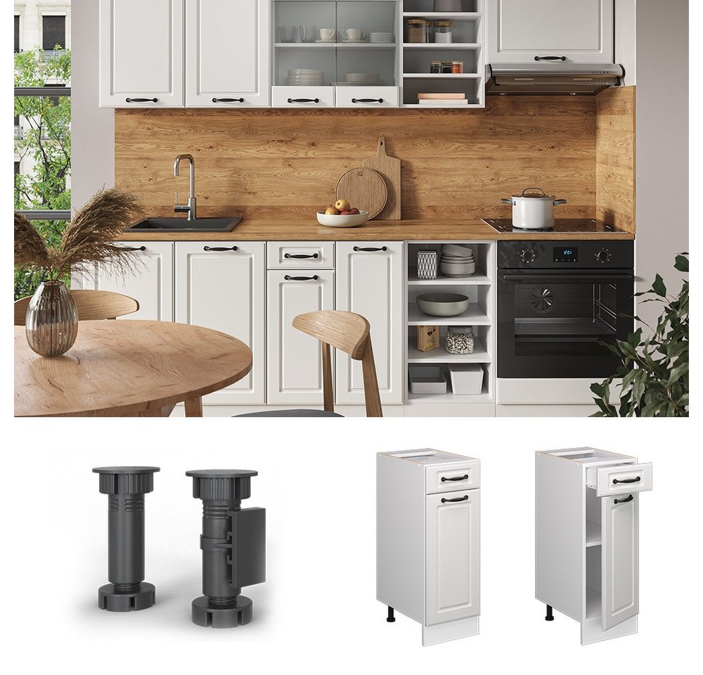 Vicco Unterschrank R-Line, Weiß Landhaus/Weiß, 30 cm ohne Arbeitsplatte (1-St) – Bild 3 von 5