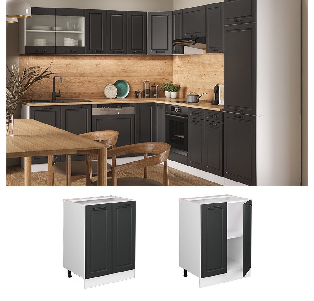 Vicco Unterschrank R-Line, Anthrazit Landhaus/Weiß, 60 cm ohne Arbeitsplatte (1-St) – Bild 3 von 5