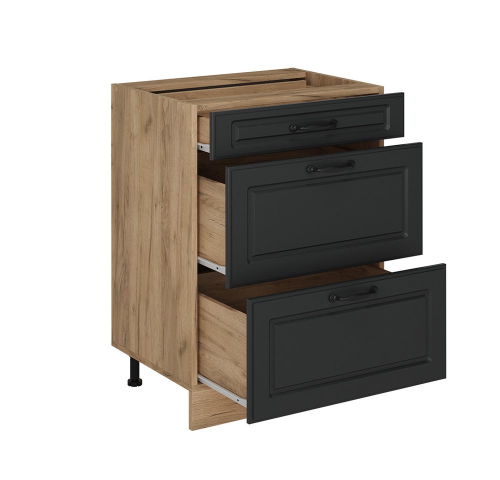 Vicco Unterschrank R-Line, Anthrazit Landhaus/Goldkraft Eiche, 60 cm mit Schubladen, o... (1-St) – Bild 4 von 4