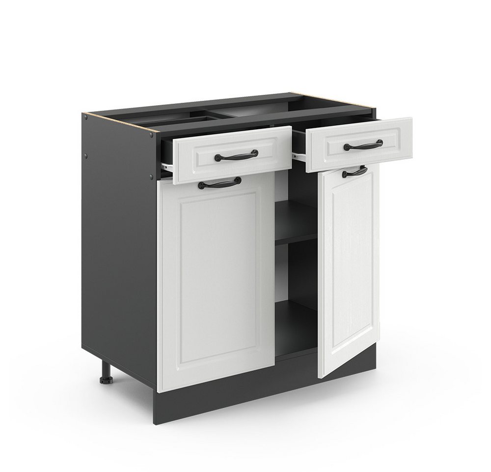 Vicco Unterschrank R-Line, Weiß Landhaus/Anthrazit, 80 cm ohne Arbeitsplatte (1-St) – Bild 4 von 5