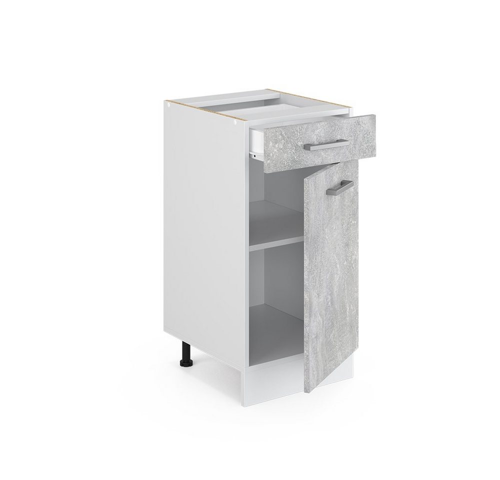 Vicco Unterschrank R-Line, Beton/Weiß, 40 cm ohne Arbeitsplatte (1-St) – Bild 4 von 5