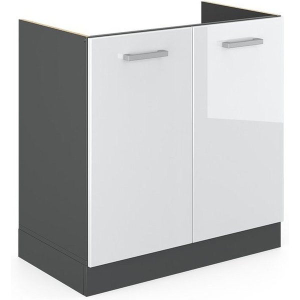 Vicco Unterschrank R-Line, Weiß Hochglanz/Anthrazit, 80 cm ohne Arbeitsplatte (1-St)