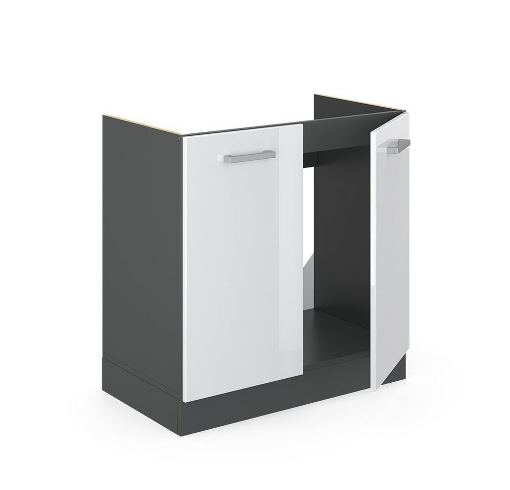 Vicco Unterschrank R-Line, Weiß Hochglanz/Anthrazit, 80 cm ohne Arbeitsplatte (1-St) – Bild 4 von 5