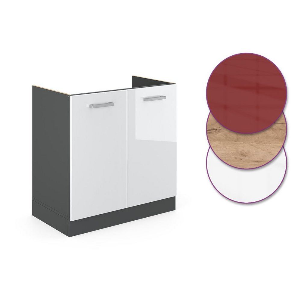 Vicco Unterschrank R-Line, Weiß Hochglanz/Anthrazit, 80 cm ohne Arbeitsplatte (1-St) – Bild 5 von 5