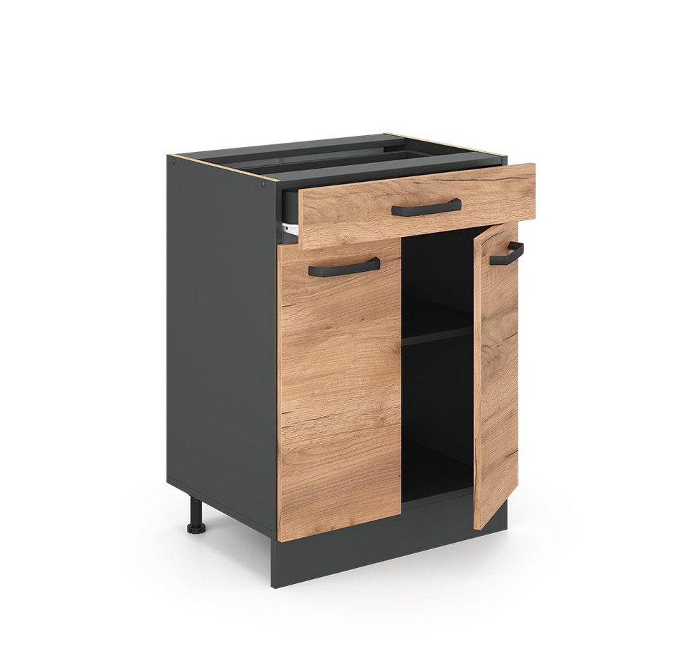 Vicco Unterschrank R-Line, Goldkraft Eiche/Anthrazit, 60 cm mit Schublade, ohne Arbeit... (1-St) – Bild 4 von 5