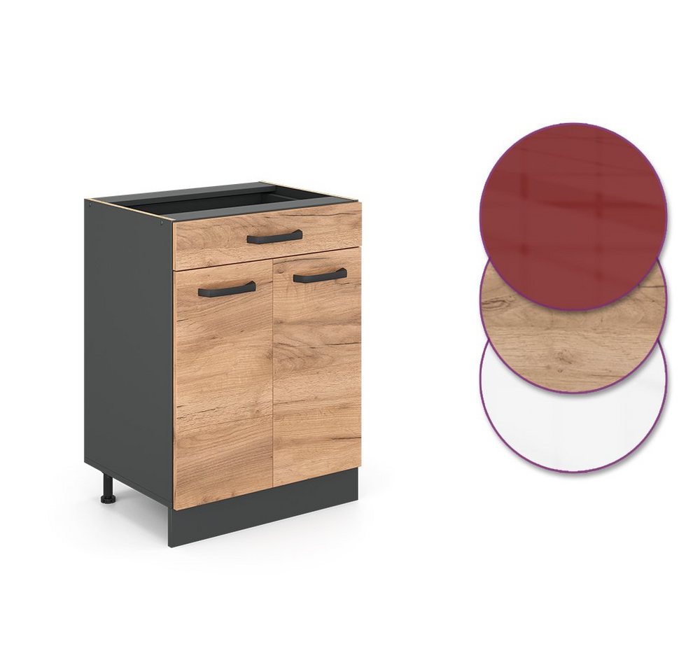 Vicco Unterschrank R-Line, Goldkraft Eiche/Anthrazit, 60 cm mit Schublade, ohne Arbeit... (1-St) – Bild 5 von 5