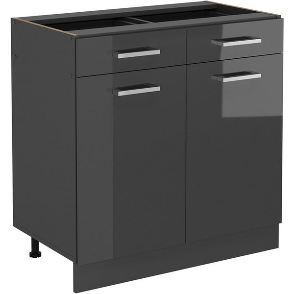Vicco Unterschrank R-Line, Anthrazit Hochglanz/Anthrazit, 80 cm ohne Arbeitsplatte (1-St)