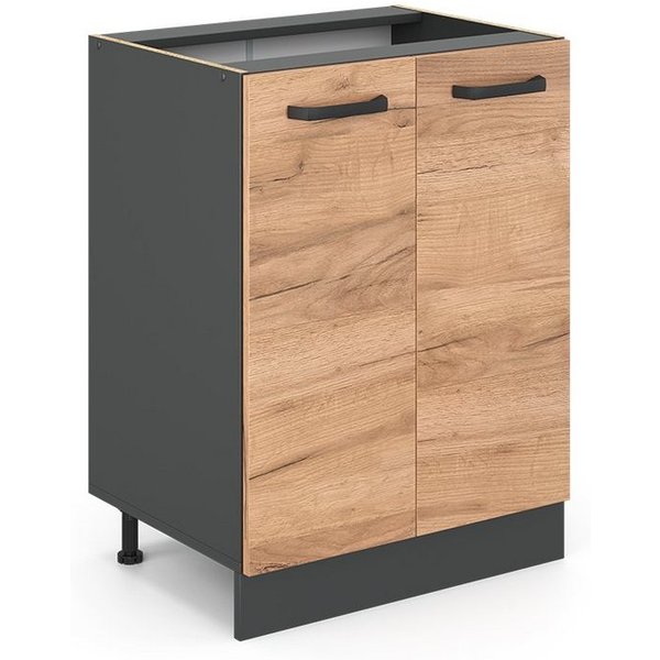 Vicco Unterschrank R-Line, Goldkraft Eiche/Anthrazit, 60 cm ohne Arbeitsplatte (1-St)