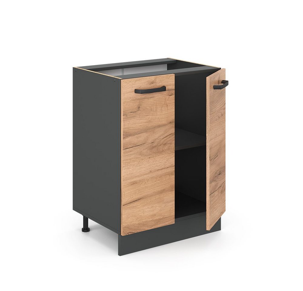 Vicco Unterschrank R-Line, Goldkraft Eiche/Anthrazit, 60 cm ohne Arbeitsplatte (1-St) – Bild 4 von 5