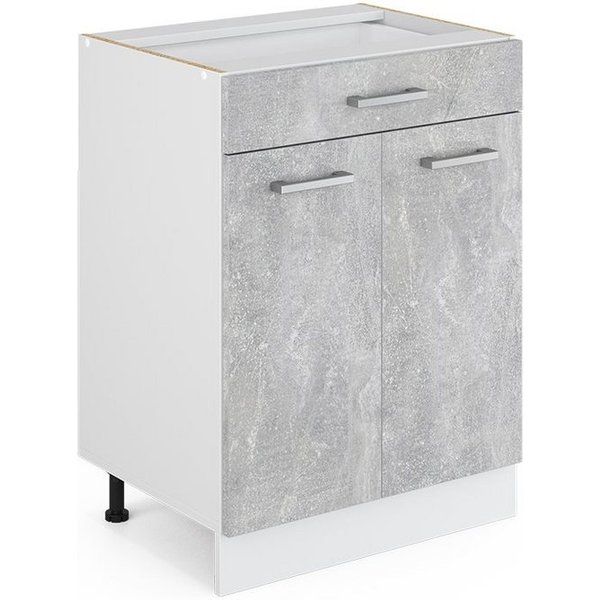 Vicco Unterschrank R-Line, Beton/Weiß, 60 cm mit Schublade, ohne Arbeitsplatte (1-St)