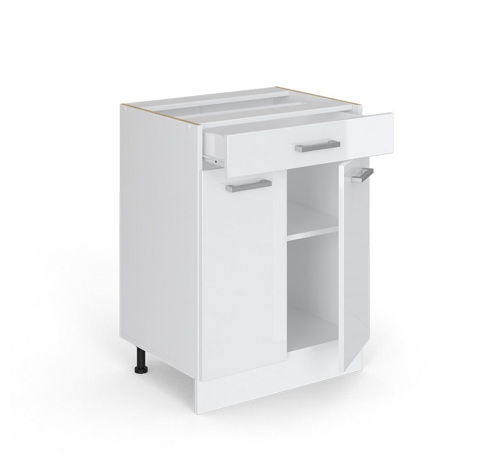 Vicco Unterschrank R-Line, Weiß Hochglanz/Weiß, 60 cm mit Schublade, ohne Arbeitsplatte (1-St) – Bild 4 von 5
