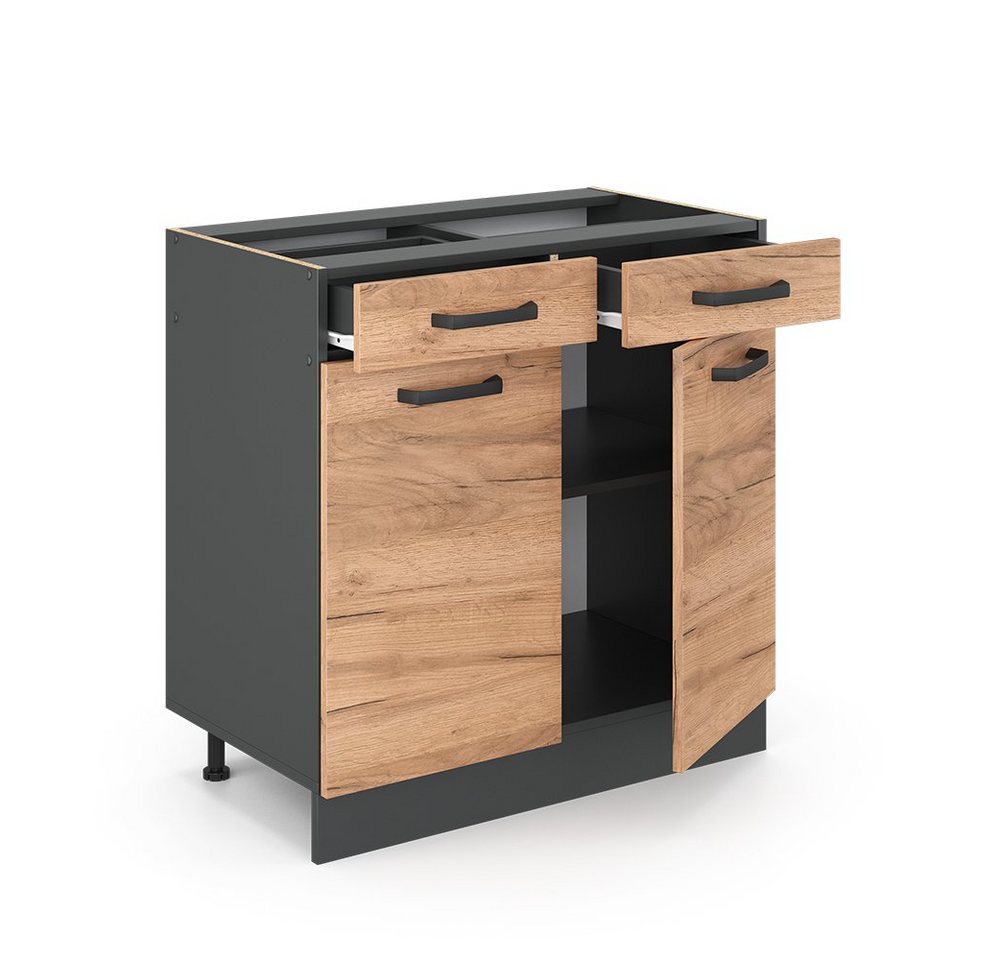 Vicco Unterschrank R-Line, Goldkraft Eiche/Anthrazit, 80 cm ohne Arbeitsplatte (1-St) – Bild 4 von 5
