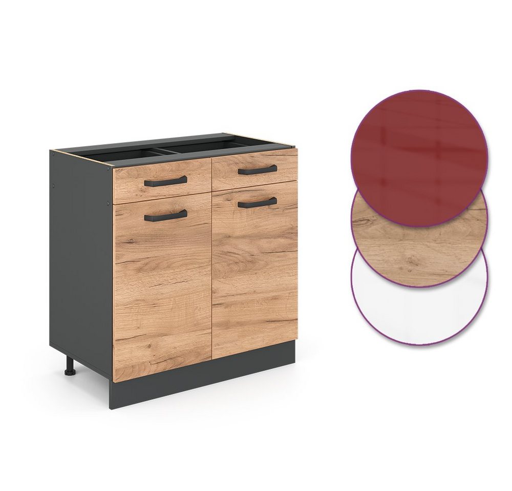 Vicco Unterschrank R-Line, Goldkraft Eiche/Anthrazit, 80 cm ohne Arbeitsplatte (1-St) – Bild 5 von 5