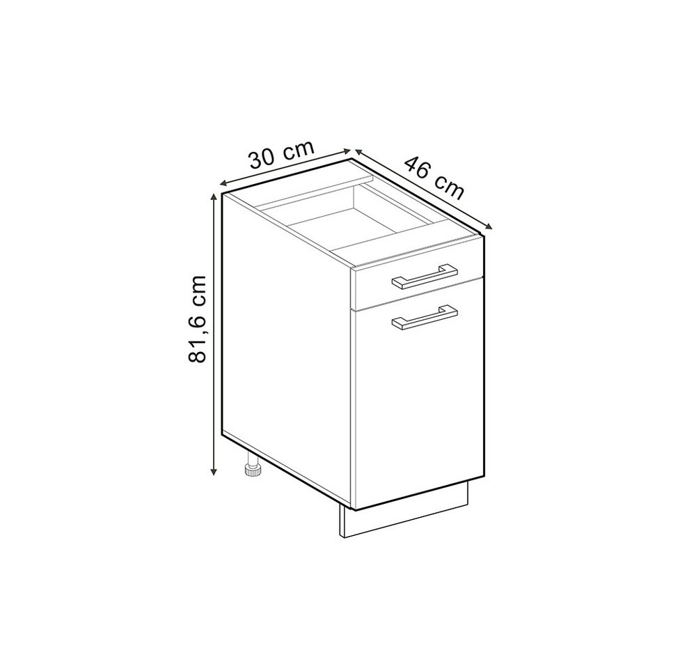 Vicco Unterschrank R-Line, Anthrazit Hochglanz/Anthrazit, 30 cm ohne Arbeitsplatte (1-St) – Bild 2 von 4