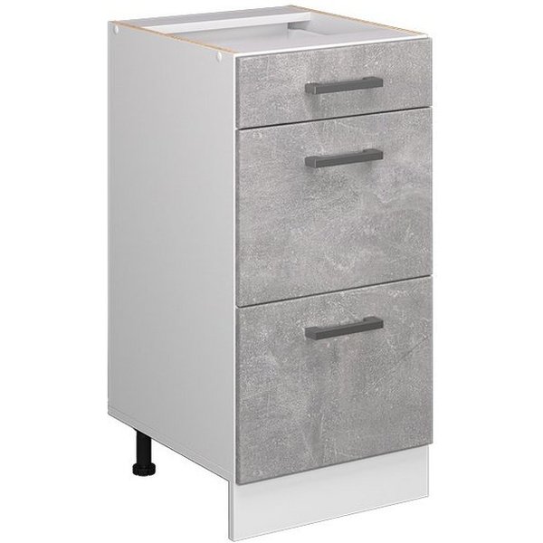 Vicco Unterschrank R-Line, Beton/Weiß, 40 cm mit Schubladen, ohne Arbeitsplatte (1-St)