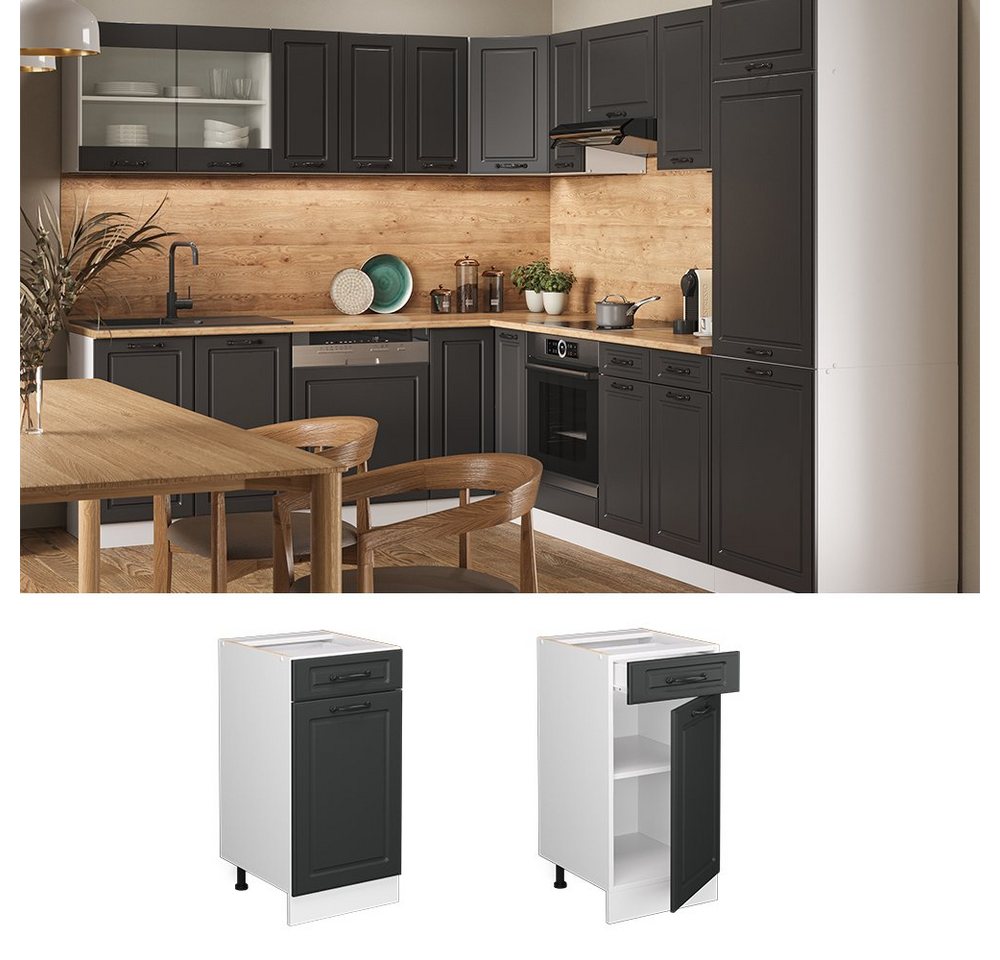 Vicco Unterschrank R-Line, Anthrazit Landhaus/Weiß, 40 cm ohne Arbeitsplatte (1-St) – Bild 3 von 5