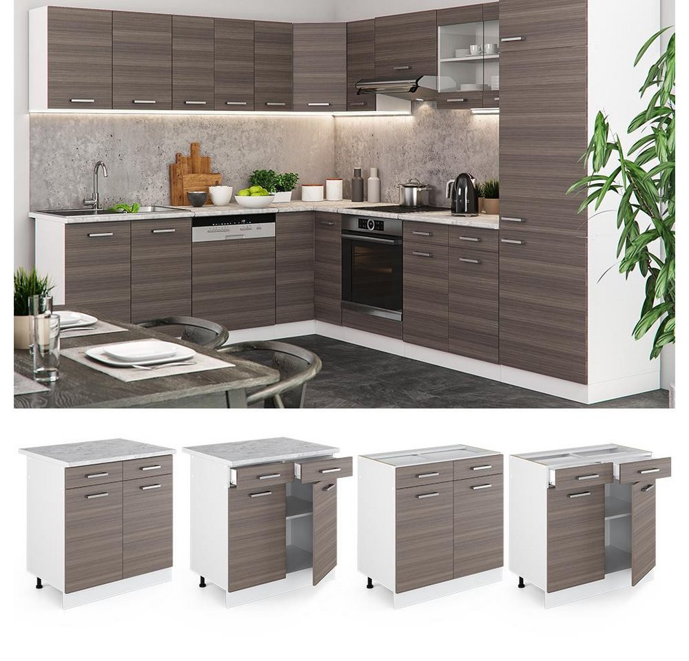 Vicco Unterschrank R-Line, Edelgrau/Weiß, 80 cm ohne Arbeitsplatte (1-St) – Bild 3 von 5