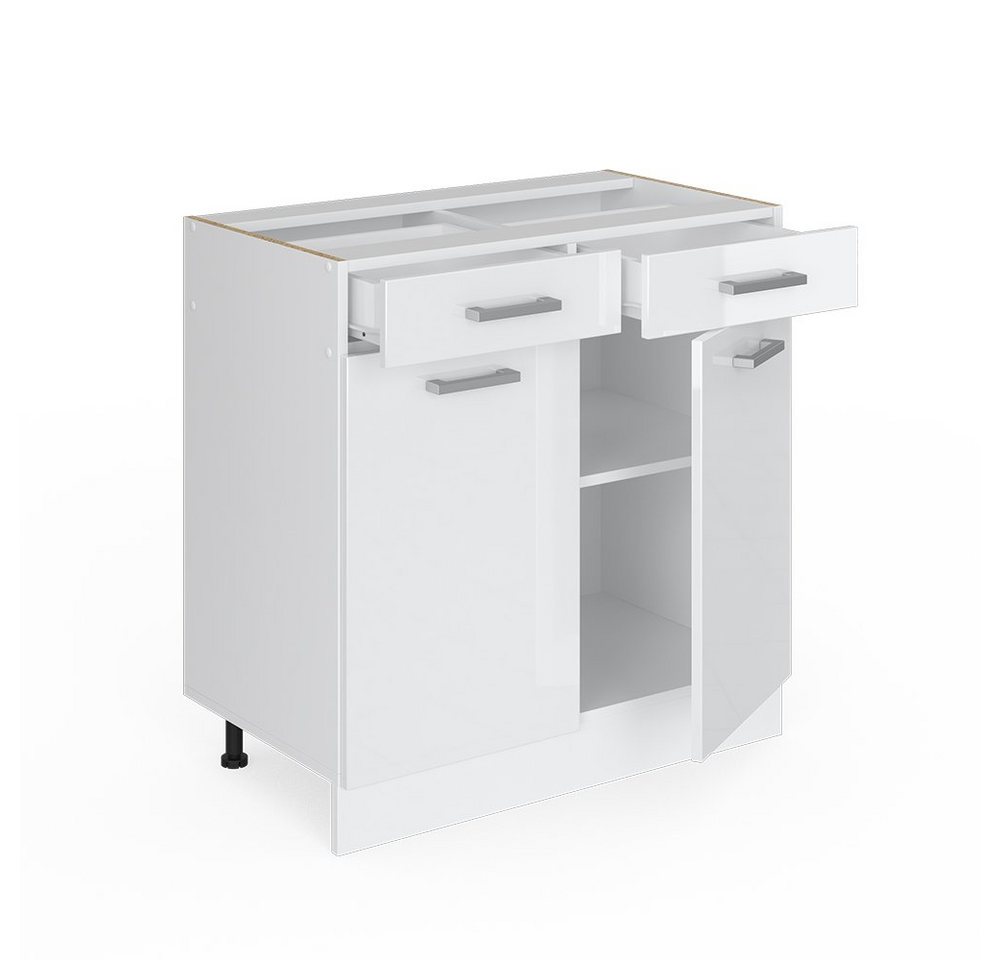 Vicco Unterschrank R-Line, Weiß Hochglanz/Weiß, 80 cm ohne Arbeitsplatte (1-St) – Bild 4 von 5