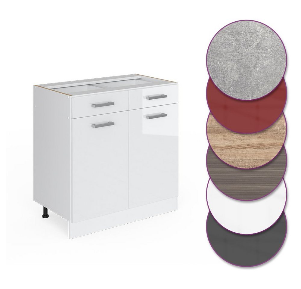 Vicco Unterschrank R-Line, Weiß Hochglanz/Weiß, 80 cm ohne Arbeitsplatte (1-St) – Bild 5 von 5