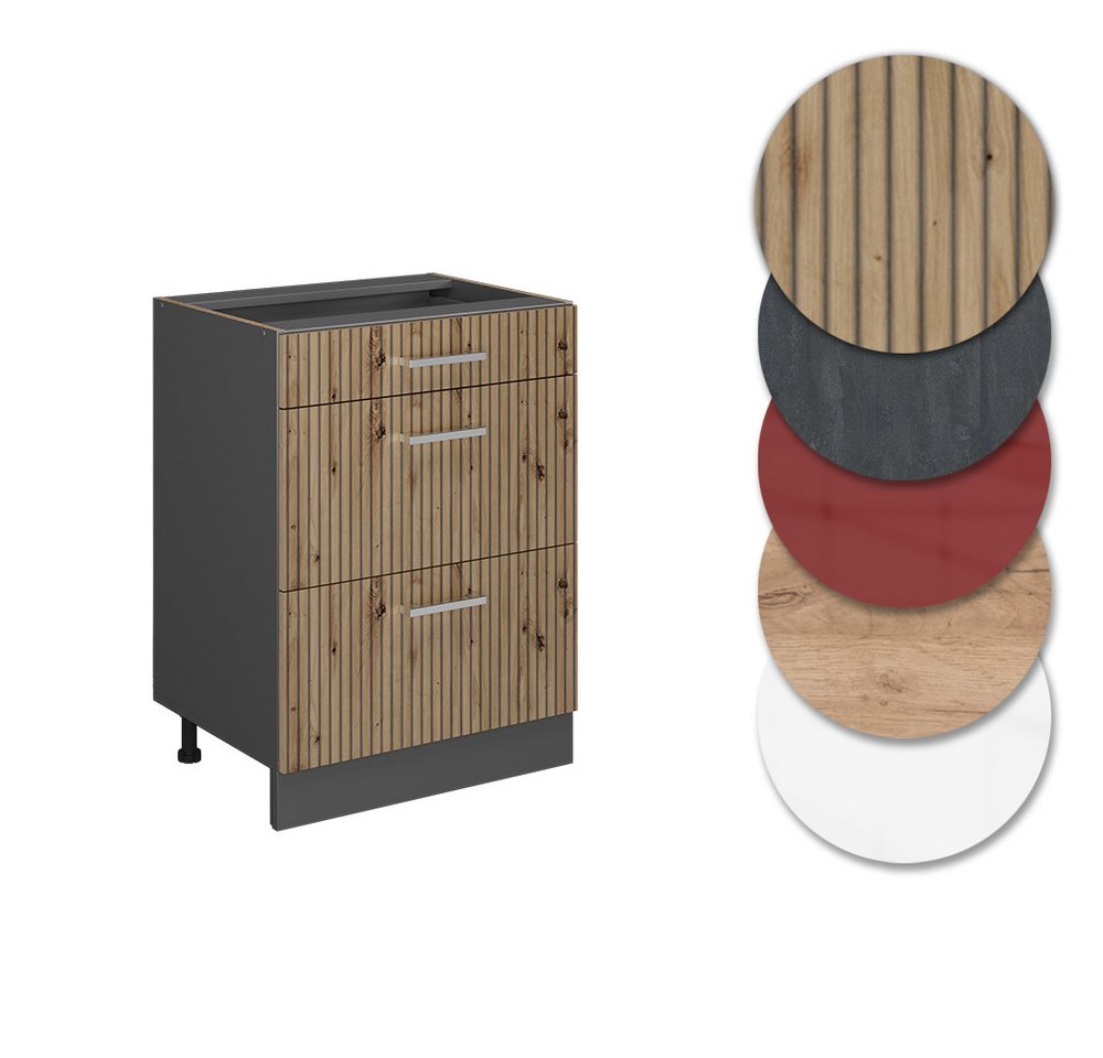 Vicco Unterschrank R-Line, Artisan-Eiche/Anthrazit, 60 cm mit Schubladen, ohne Arbeits... (1-St) – Bild 5 von 5